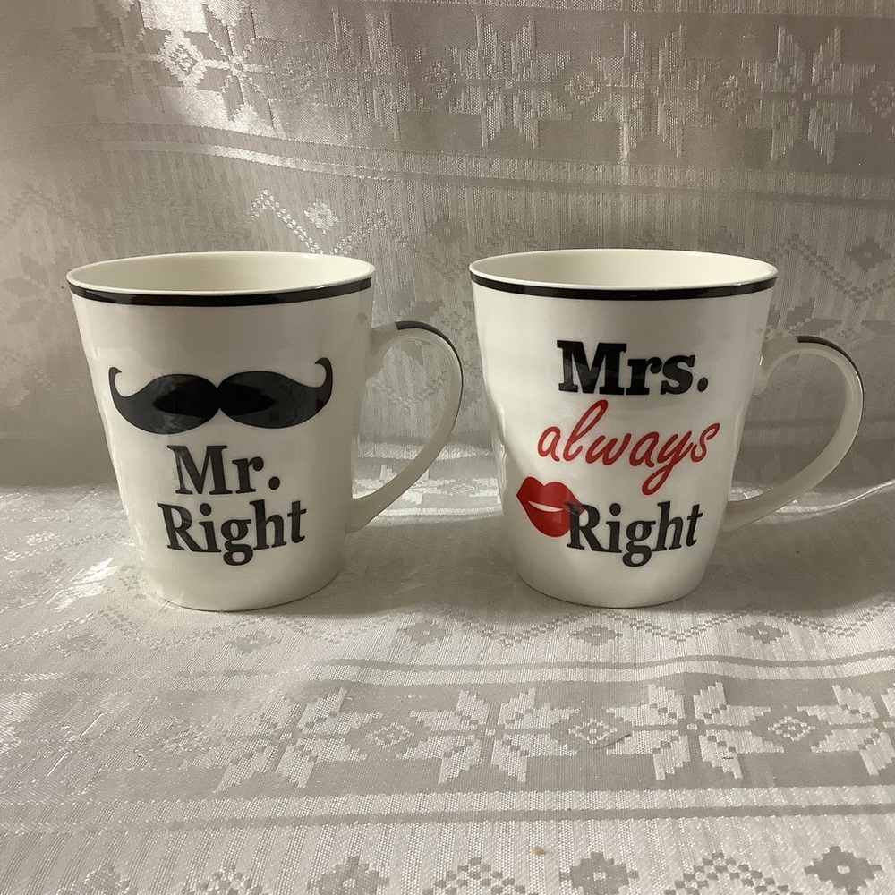 Mugs Set of 2 Ceramic Mr and Mrs